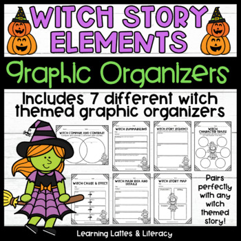 Preview of How to Catch a Witch Halloween Story Elements October Literacy Graphic Organizer