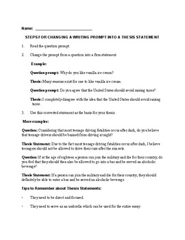 Preview of How to Change Prompts into Thesis Statements | Notes & Exercises | PDF Version