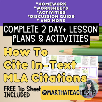 Preview of How to Cite Evidence, MLA, In Text Citation LESSON PACK [English Class]