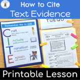 How to Cite Text Evidence in Informational Writing Printab