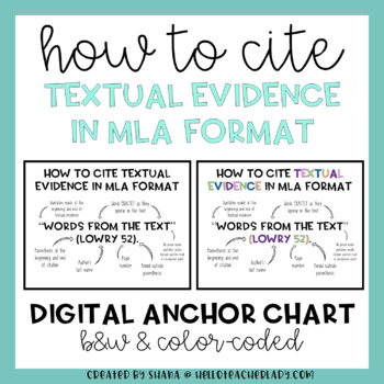 Preview of How to Cite Textual Evidence in MLA Format - Digital Anchor Chart