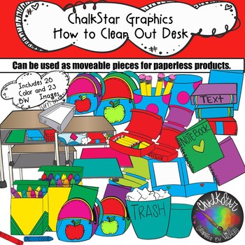 Preview of How to Clean Out Your Desk Clip Art- Chalkstar Graphics