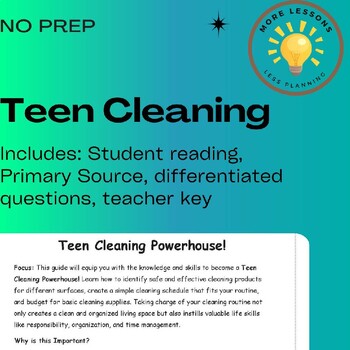 Preview of How to Clean Teen Life Skills Reading Comprehension Worksheet