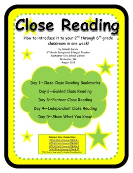 Preview of Common Core Close Reading Texts: A Unit of Study