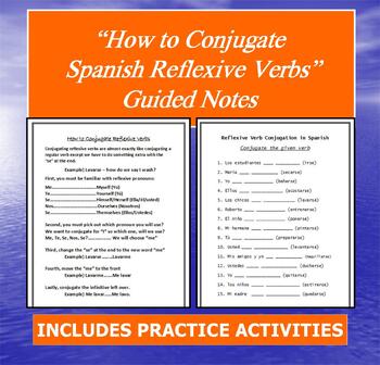 Preview of How to Conjugate Reflexive Verbs Guided Notes - Spanish