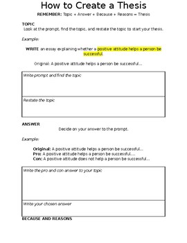 Preview of How to Create a Thesis Graphic Organizer