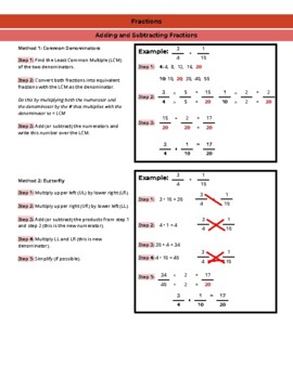 Preview of Fractions How To: add, subtract, multiply, divide, simplify, convert to improper