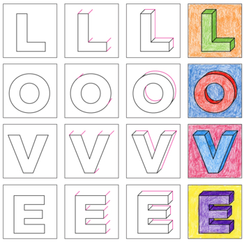 How to Draw 3D Block LOVE Letters by Art Projects for Kids | TpT