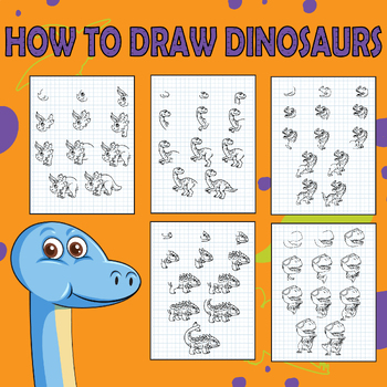 Preview of How to Draw 49 Dinosaurs Step-by-Step Guide