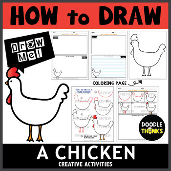 Preview of How to Draw A Chicken | Directed Drawing Activities