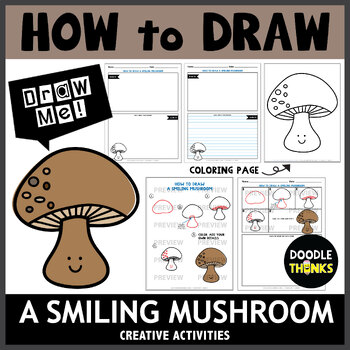 Preview of How to Draw A Smiling Mushroom | Directed Drawing