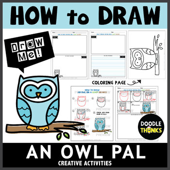 Preview of How to Draw An Owl on a Leafy Branch | Directed Drawing Activities