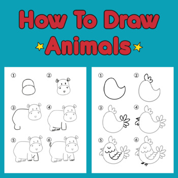 Cute Animal Drawing Tutorial for Kids, animal, tutorial, drawing, Learn  to Draw Simple Animal Drawings in Easy Steps, By Kidpid