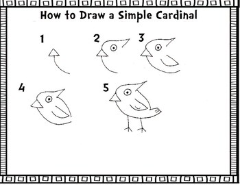 How to Draw Cardinals- Drawing Tutorial Worksheets | TpT