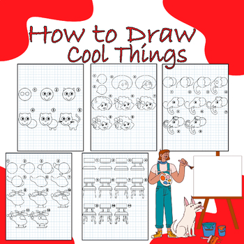 Preview of How to Draw Cool Things Step-By-Step Lesson Worksheet drawing for beginners