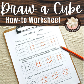 Preview of How to Draw Cubes Grid Drawing Practice Draw 3D Shapes - Montessori Geometry Art