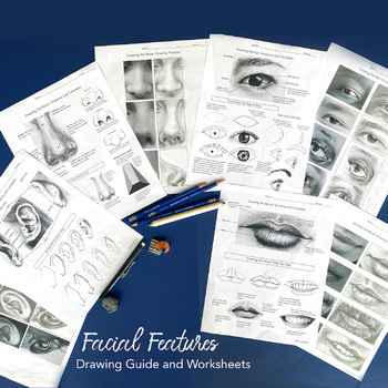 Preview of How to Draw Features of the Face Worksheet Bundle: Eyes, Nose, Mouth and Ears