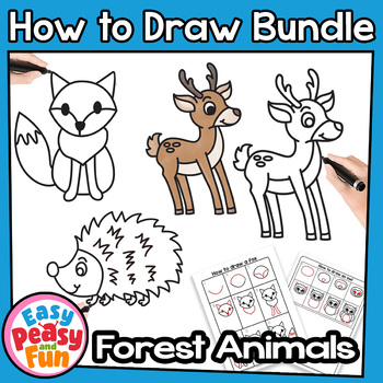 How to Draw Forest Animals Bundle | Fall Woodland Animals Directed Drawing