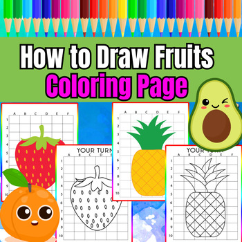 Preview of How to Draw Fruits Coloring Page for Kid, Cute Drawing Illustrations of fruits