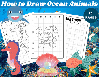 Preview of How to Draw Ocean Animals : 10 Ocean animals Drawing Art Activity/Ocean Animals
