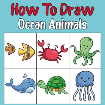 How to Draw Ocean Animals : 26 Ocean animals Drawing Art Activity