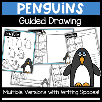 Preview of Winter Writing Center Activity |  Penguin Directed Drawing |  Winter Art Project