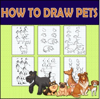 Preview of How to Draw Pets Step By Step Lesson Worksheet drawing for beginners