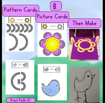 Preview of How to Draw: SPRING FLING! Match, trace, draw, write, & read: 4 Literacy units.