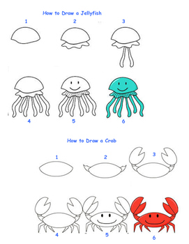 How to Draw Sea Creatures by Amy's School Shop | TPT