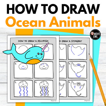water animals drawings for kids
