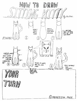 How to Draw - Sitting Kitty by How to Draw with Ms Free | TPT