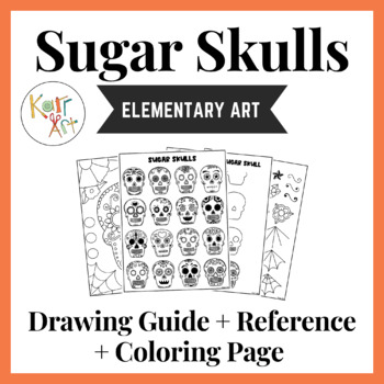Preview of How to Draw Sugar Skulls Day of the Dead Drawing Guide + Coloring Page