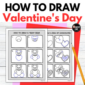 Preview of How to Draw Valentines Day - 20 Valentine's Day Directed Drawings for Kids