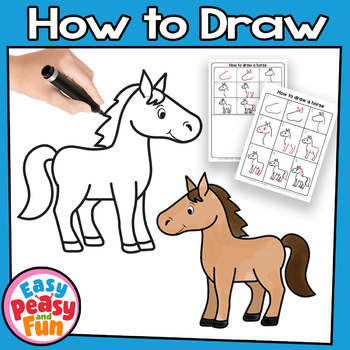 How to Draw a Horse Directed Drawing Step by Step Tutorial | TPT