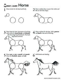 learn how to draw horses with simple techniques: simple steps horse drawing  books for adults, kids, boys, and girls of all ages, comes With space to