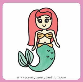 how to draw ariel step by step for kids