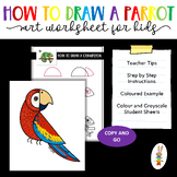 How to Draw a Parrot Art Worksheet