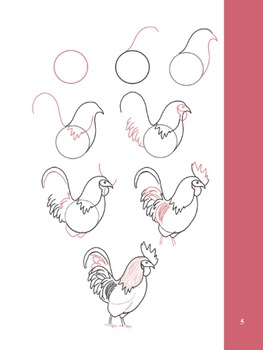 how to draw a rooster step by step