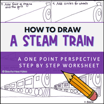 How to Draw a Steam Train Polar Express by Bless the Mess Makers