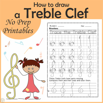 Preview of How to Draw a Treble Clef | No Prep Free Music Worksheets
