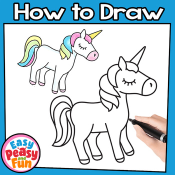 How to Draw a Unicorn Directed Drawing Step by Step Tutorial | TPT