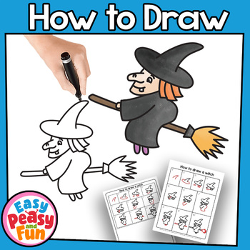 How to Draw a Witch | Halloween | October | Step by Step Directed Drawing