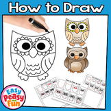 How to Draw an Owl | Fall Forest Animals Step by Step Dire