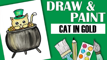Preview of How to Draw and Paint a St Patrick's Day Cat!!