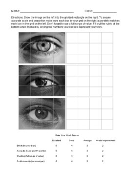 Preview of How to Draw and Shade Facial Features (Grid Drawing Eyes, Mouth, and Nose)