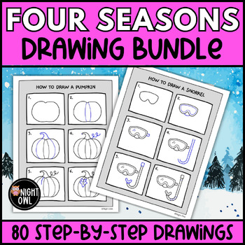 BUNDLE* Directed Drawings! 4 Seasons - 40 drawings, 200 activity pages total