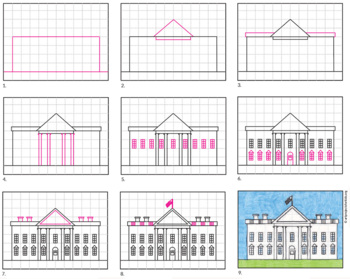white house drawing for kids