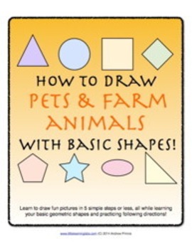 Preview of How to Draw with Basic Shapes Book - Pets and Farm Animals