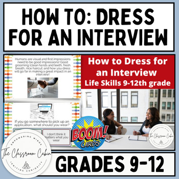 Preview of How to: Dress for an Interview Boom Cards for Grades 9-12, SPED and Homeschool