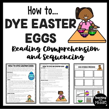 Preview of How to Dye Easter Eggs Reading Comprehension and Sequencing Worksheet